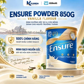 DATE 2027 | Sữa Ensure Úc Vani 850g – Dinh Dưỡng Người Lớn & Người Cao Tuổi – Hàng Nhập Khẩu Có Tem
