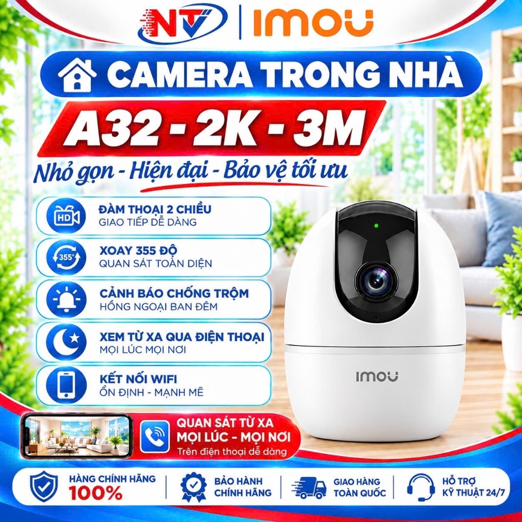 Camera IP Wifi IMOU trong nhà A32 3M / A52 5M - Đàm Thoại 2 Chiều, Loa to rõ - Bảo hành 2 năm