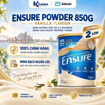 DATE 2027 [ COMBO 2 LON ] Sữa Ensure Úc Vani 850g – Dinh Dưỡng Người Lớn & Người Cao Tuổi – Hàng Nhập Khẩu Có Tem