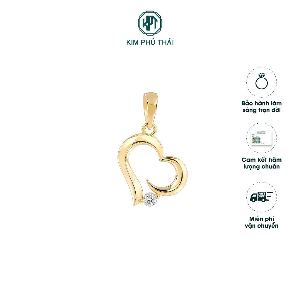 Mặt Dây Chuyền Nữ KIM PHÚ THÁI Vàng 10K Họa Tiết Tim Đính Đá CZ – MV1