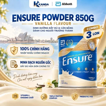 DATE 2027 [ COMBO 3 LON ] Sữa Ensure Úc Vani 850g – Dinh Dưỡng Người Lớn & Người Cao Tuổi – Hàng Nhập Khẩu Có Tem
