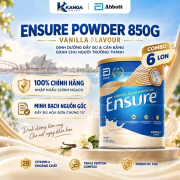 DATE 2027 [ COMBO 6 LON ] Sữa Ensure Úc Vani 850g – Dinh Dưỡng Người Lớn & Người Cao Tuổi – Hàng Nhập Khẩu Có Tem