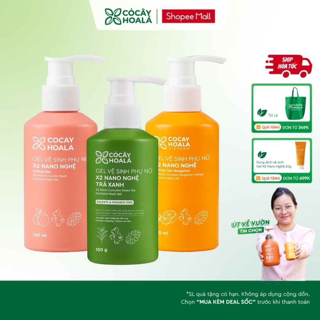 [HỎA TỐC] [LIVE KOL] Dung Dịch Vệ Sinh Cỏ Cây Hoa Lá Gel x2 Nano Nghệ Phiên Bản Mới 150ml