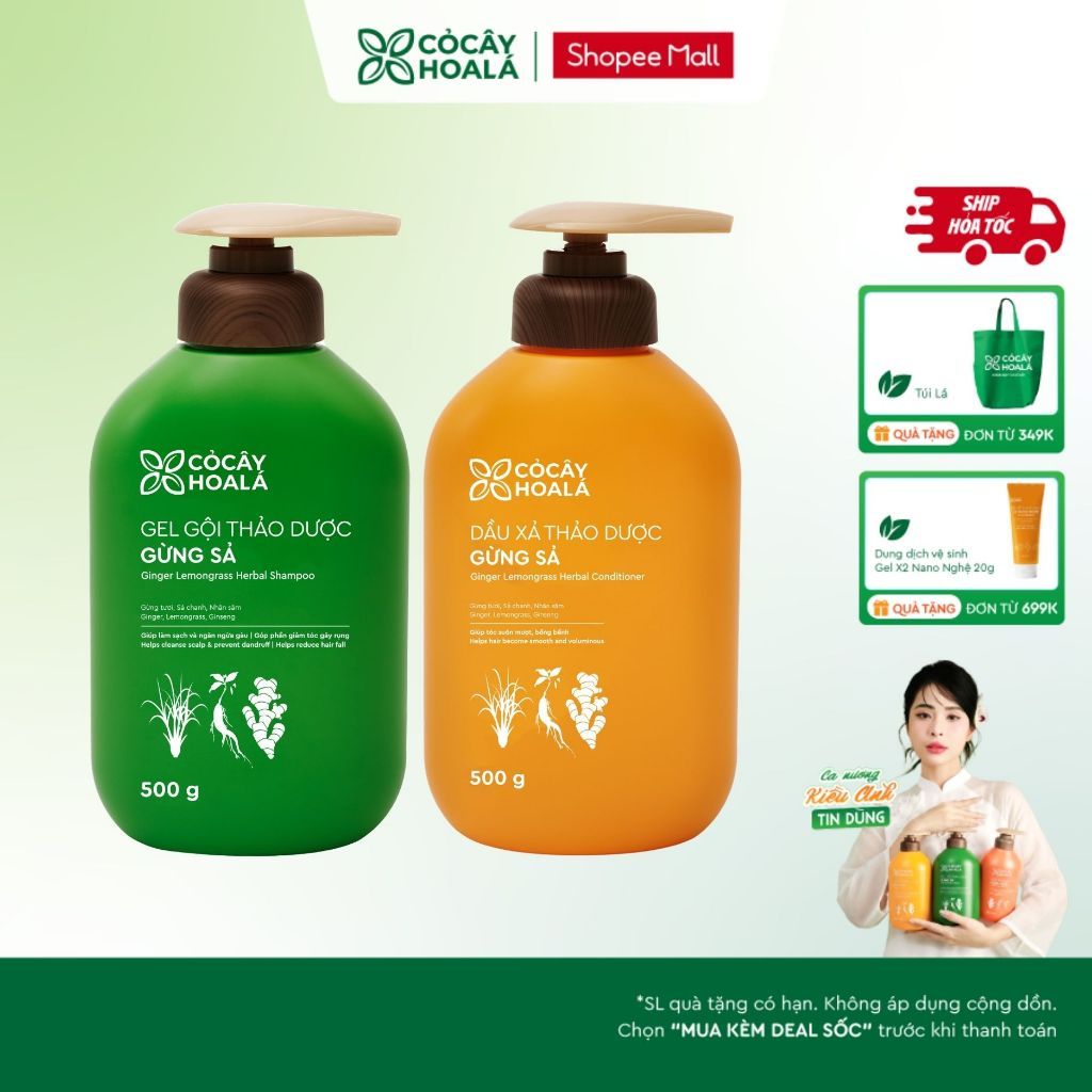 [HỎA TỐC] [LIVE KOL] Dầu Gội Đầu Cỏ Cây Hoa Lá Gừng Sả Hỗ Trợ Làm Sạch Da Dầu, Ngăn Ngừa Gàu