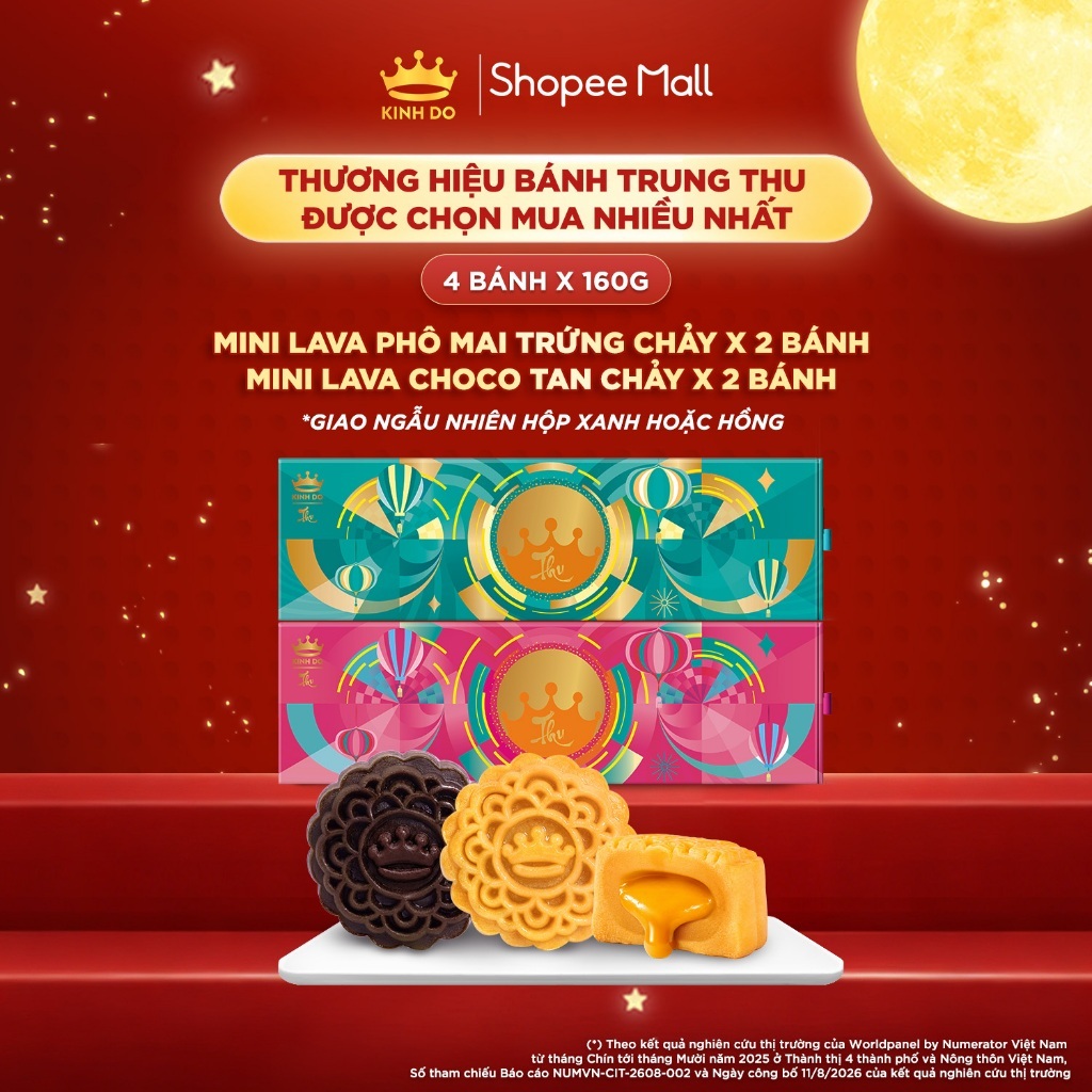 [Hỏa Tốc] Hộp bánh trung thu Kinh Đô cao cấp - Mini Lava (4 bánh x 45g)