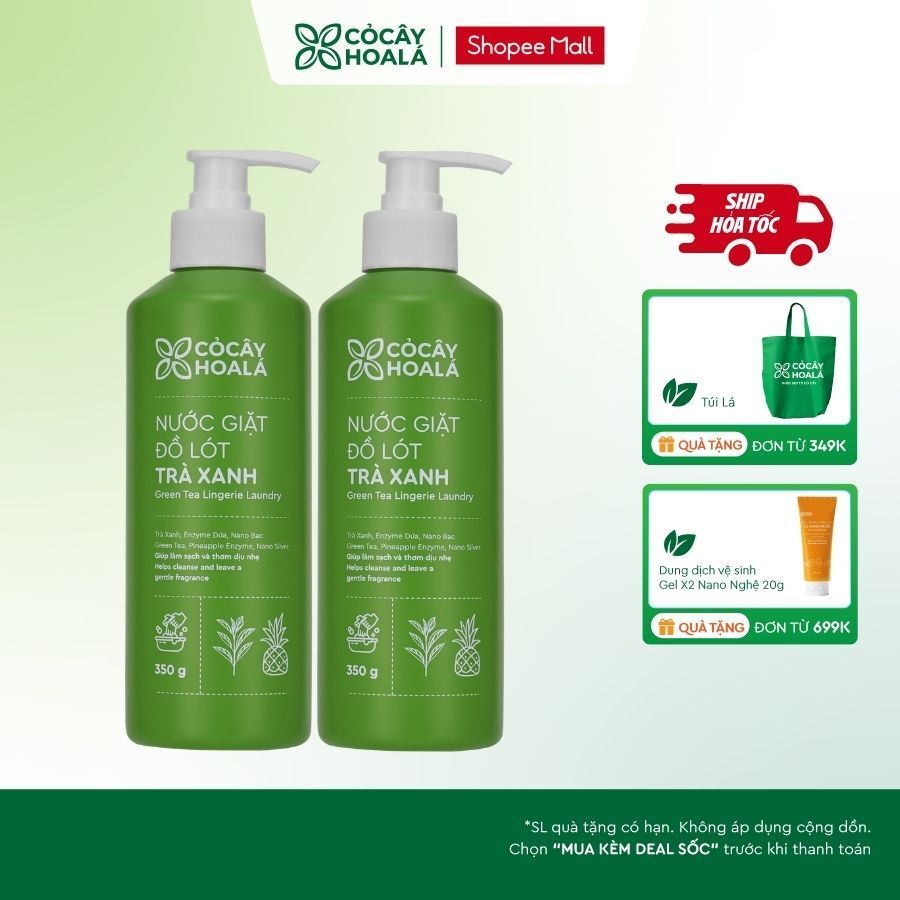 [HỎA TỐC] Nước giặt đồ lót trà xanh Cỏ Cây Hoa Lá 350gr kháng khuẩn, ngăn ngừa nấm & làm sạch hiệu quả