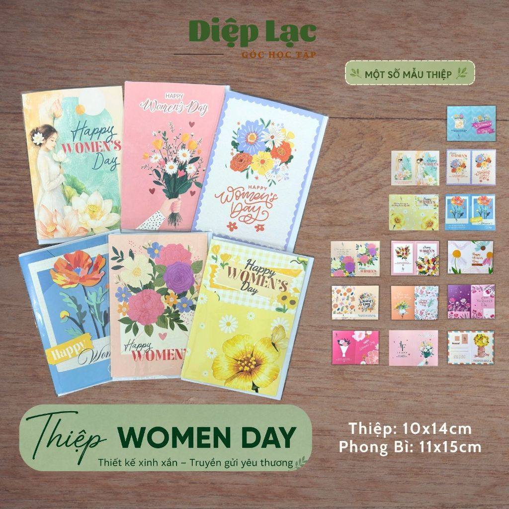 (30-100c)Thiệp chúc mừng phụ nữ 20/10, 8/3, 20/11 chúc mừng sinh nhật thiết kế riêng vpp Diệp Lạc