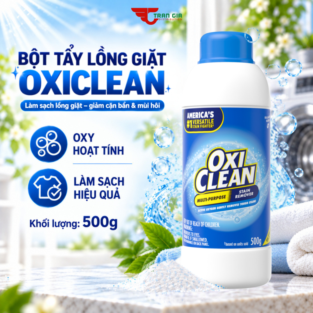 Bột Tẩy Vệ Sinh Lồng Giặt OxiClean 500g/1kg – Làm Sạch Lồng Máy Giặt, Loại Bỏ Cặn Bám, Giảm Mùi Khó Chịu