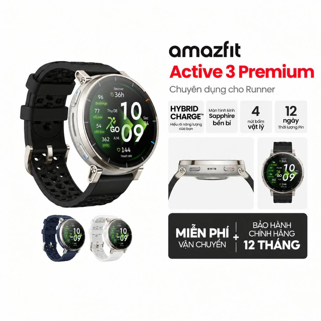 Đồng hồ thông minh Amazfit  Active 3 Premium - Hàng chính hãng - Bảo hành 12 tháng