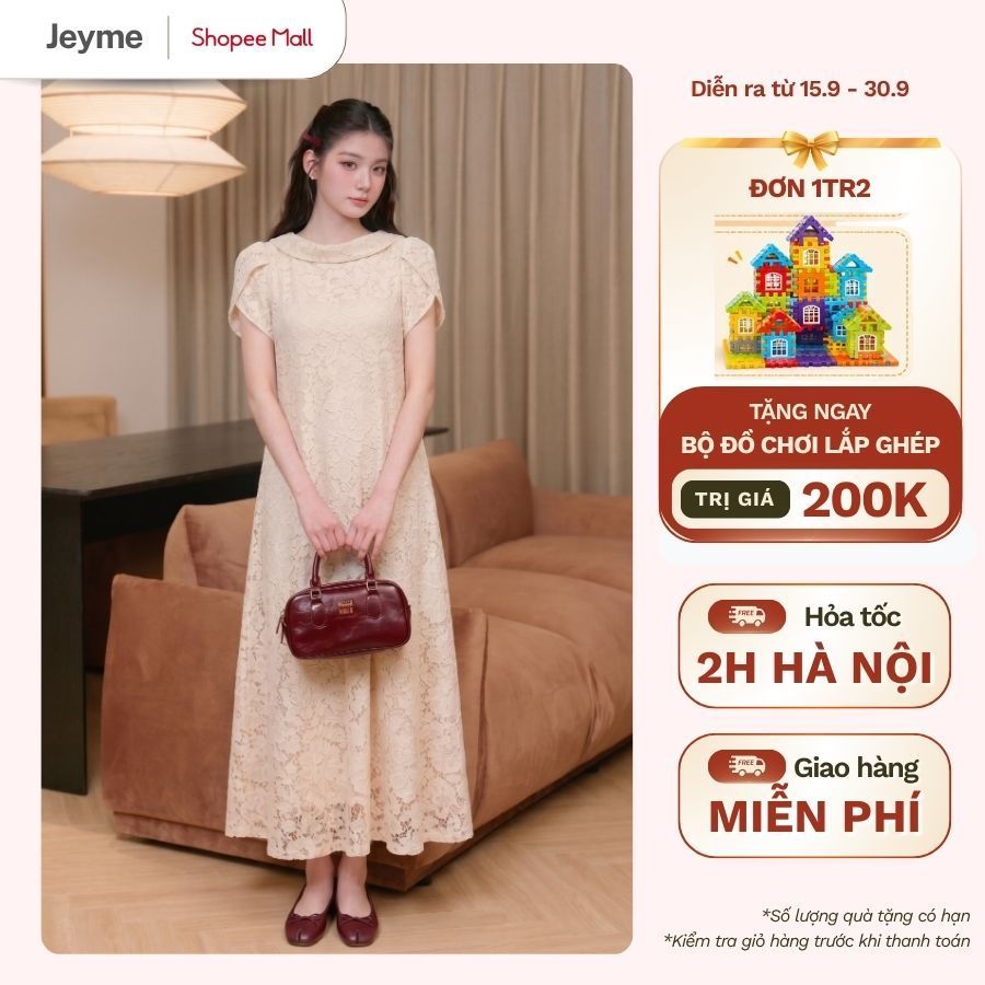 [BST T11] Đầm váy bầu JEYME thiết kế tay tiên xếp ly che bắp tay váy tiểu thư dự tiệc phong cách vintage - JN0013