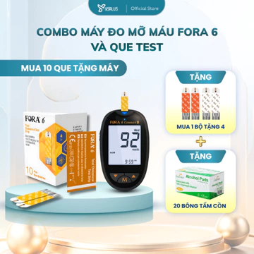 [YSALUS] MUA QUE TẶNG MÁY | Mua 10 Que Thử Mỡ Máu Cholesterol Tặng Máy Đo 6 Chỉ Số Fora 6 + Kim