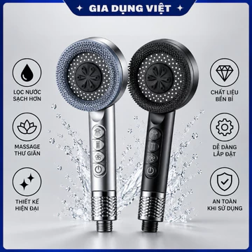 Tay Sen Tắm Massage Lọc Nước Tăng Áp, Vòi Sen Phím Đàn 4 Chế Độ Nước Có Lõi Lọc, Nhựa ABS - TS105