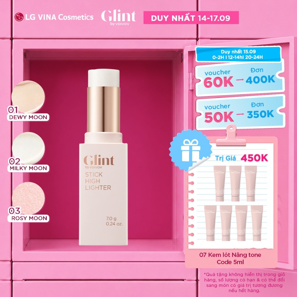 [LG Makeup VN] Nhũ bắt sáng highlight Glint dạng thỏi 7g chứa bột ngọc trai, tiện lợi, dưỡng ẩm da