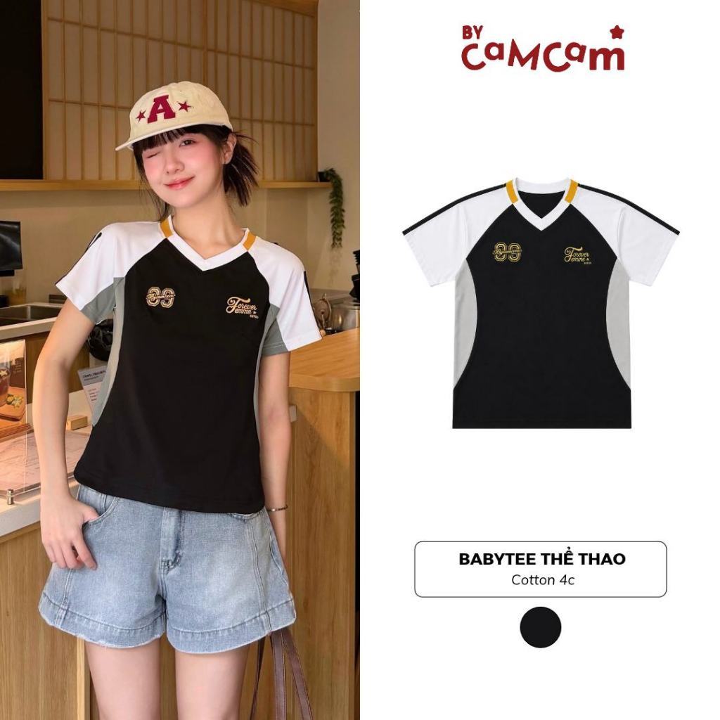 Áo Babytee Thể Thao Phối Màu 𝑩𝒚𝒄𝒂𝒎𝒄𝒂𝒎 Cổ V Năng Động Thể Thao Thoải Mái ABN570