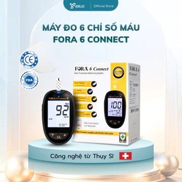 [YSALUS] Máy Đo Đường Huyết FORA 6 Connect, Hỗ Trợ Theo Dõi Chỉ Số (Uric, Mỡ Máu, Ketone, Hồng Cầu)