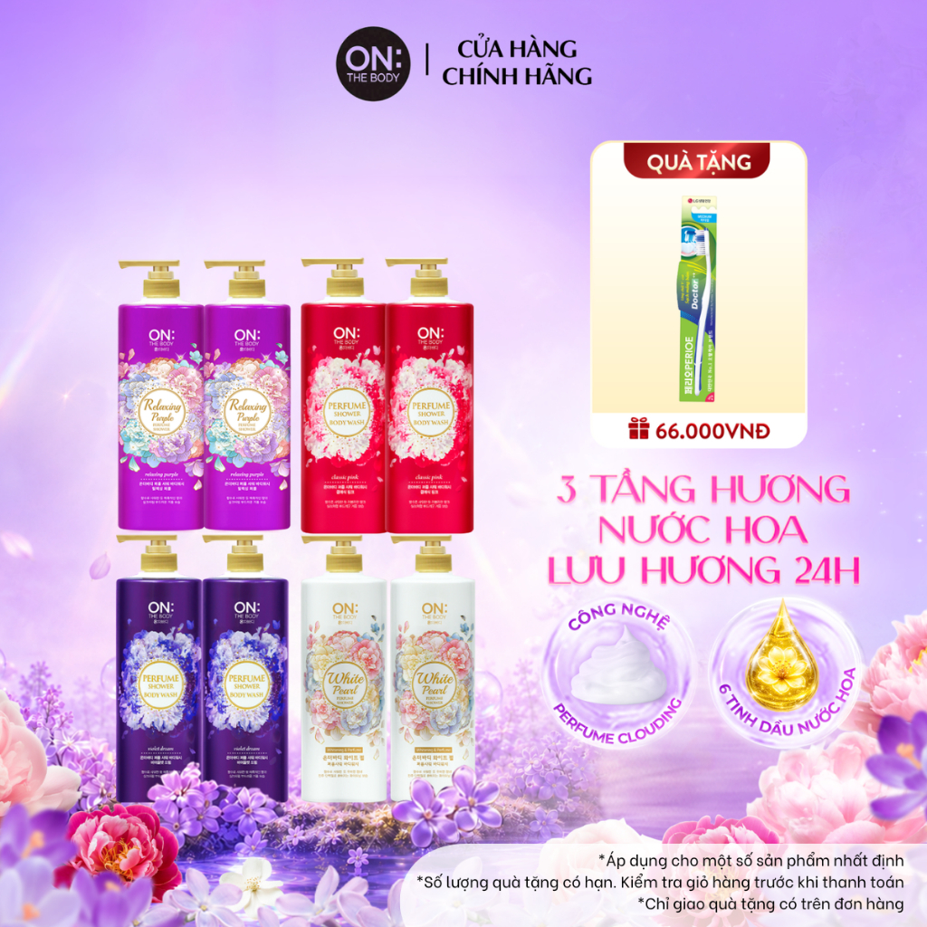 [CHÍNH HÃNG ĐỘC QUYỀN] Combo 2 Sữa tắm Nước hoa 3 tầng hương On: The Body lưu hương 24h 1kg