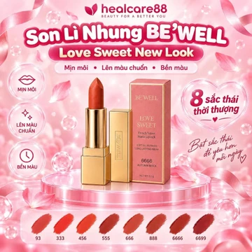 Son Lì Nhung BE’WELL Love Sweet New Look 7 Màu Son Mịn Lì - Lâu Trôi