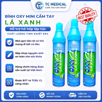 Bình oxy mini cầm tay lá xanh chất lượng tinh khiết 99% [Chính hãng]