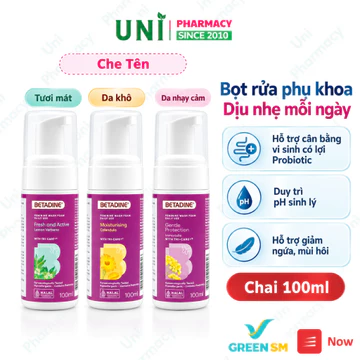 Combo Betadine Dung dịch vệ sinh phụ khoa dạng bọt 3 màu và gel chính hãng chai 100ml và 250ml