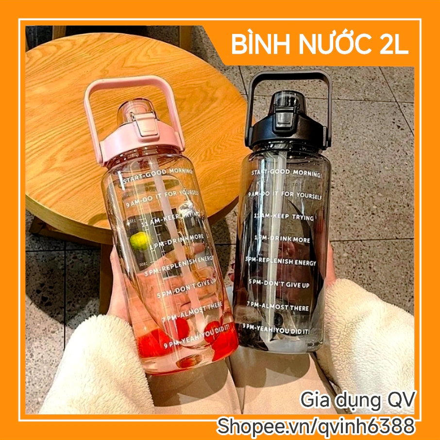 Bình nước 2 Lít có chia vạch dành cho người lười uống