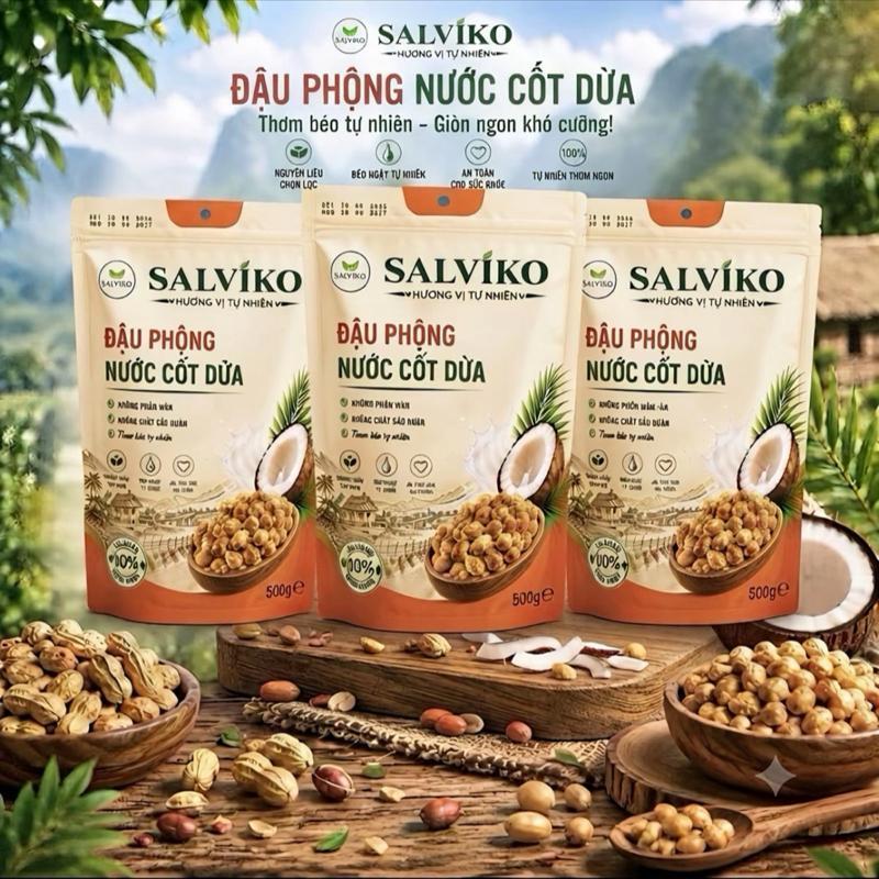 (COMBO 3) Đậu Phộng Cốt Dừa 500gr Thơm Ngon Giòn - Snack ăn vị tuổi thơ