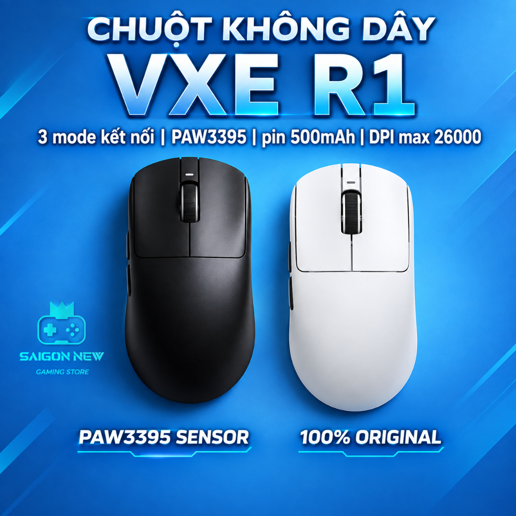 Chuột không dây VGN VXE R1 - R1 SE plus - R1 S - Chuột gaming dùng cho PC, laptop, Chuột máy tính - DPI Max 26000
