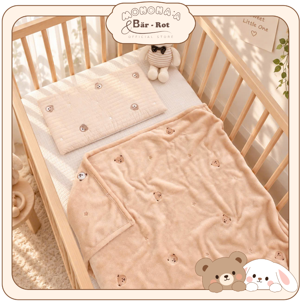 Chăn lông tuyết MONONA 90*120cm cho bé cao cấp , mềm mịn hoạ tiết thêu đa dạng dành cho bé