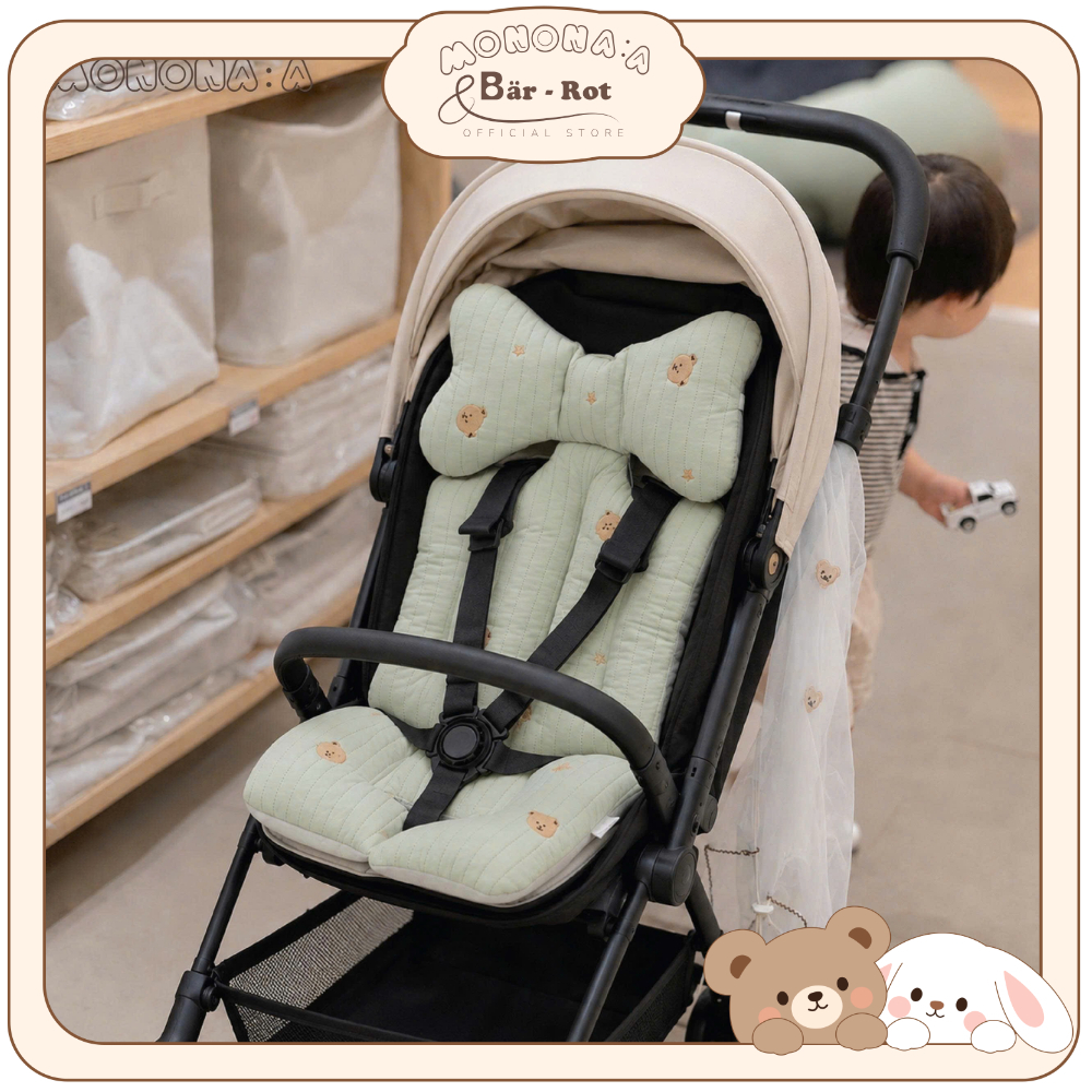 Đệm Lót Xe Đẩy Loại Dày Cho Bé Mềm Mại Thoáng Khí Phong Cách Hàn Quốc