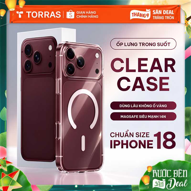 [Không Ố Vàng] Ốp Lưng iPhone Trong Suốt TORRAS Bảo Hành Kèm Bảo Vệ Camera 17 Pro Max 15 16 14 13 12 11 Plus Air