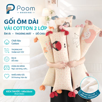 Gối Ôm Dài Cotton Poom Bedding, Gối Ôm Đa Năng, Gối Ôm, Gối Tựa, Decor Phòng Ngủ, Kích Thước 35x100cm