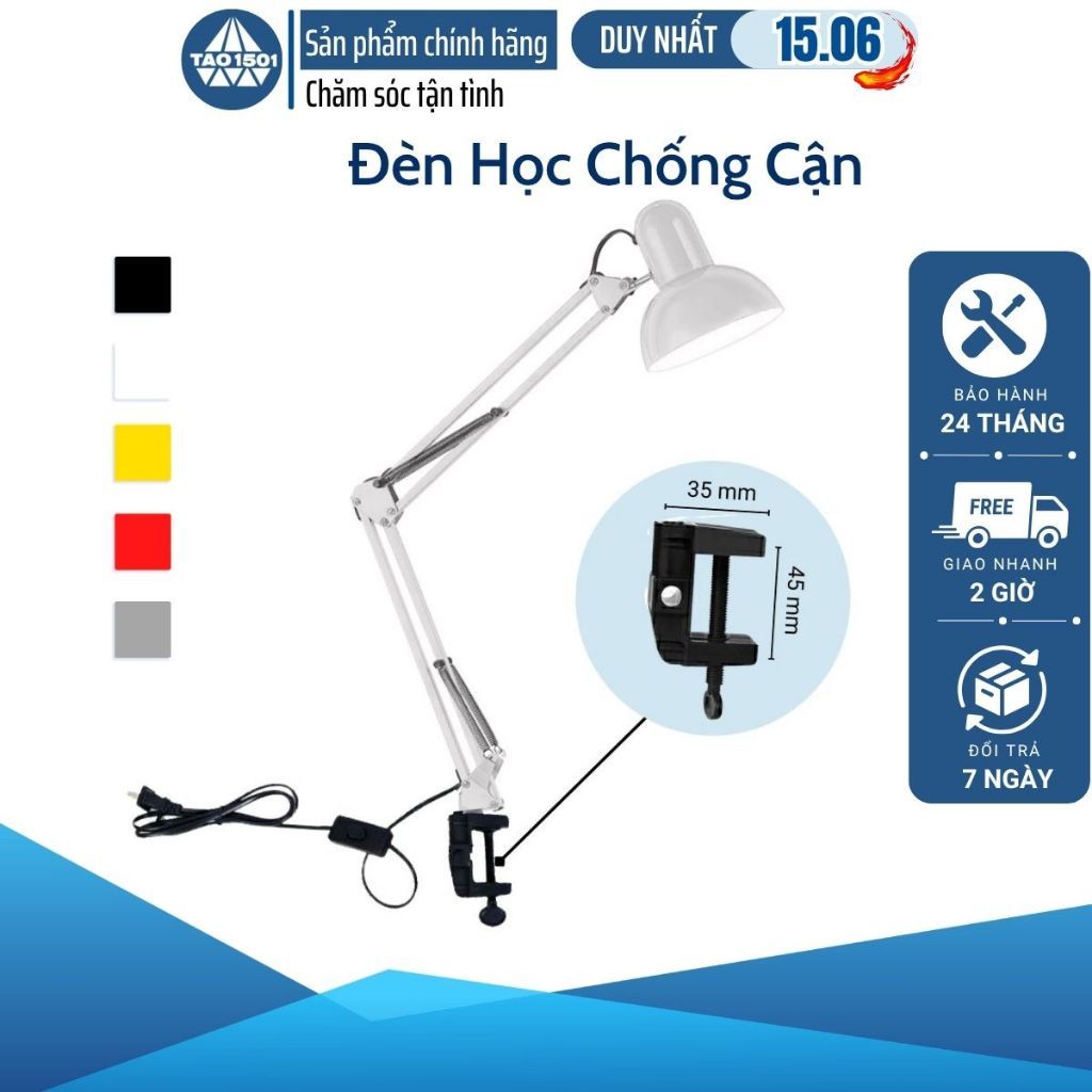 Đèn Học Kẹp Bàn Chắc Chắn PIXAR Bóng LED Chống Cận Tiết Kiệm Không Gian Làm Việc Tao1501 - BA001