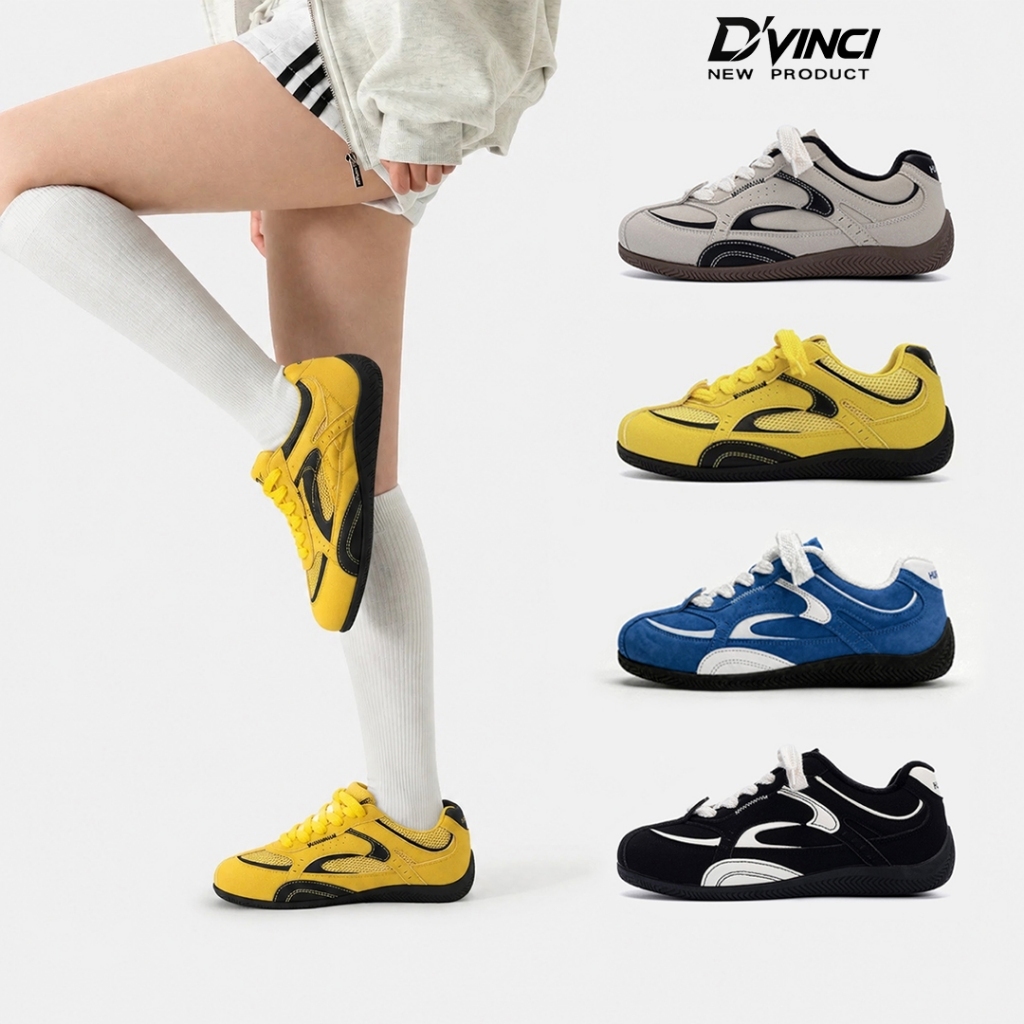Giày Sneaker Nam Nữ Unisex D'Vinci Đế Bệt Full Màu Thời Trang Size 36-44 Form Đẹp, Cá Tính, Dễ Phối Đồ - [DV238Y2]