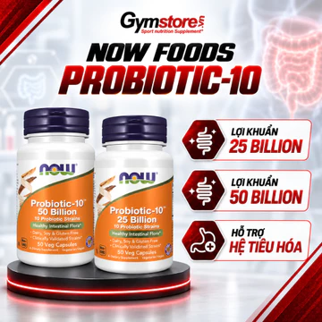 Men vi sinh Now Food Probiotic-10 (Mỹ) chứa 10 chủng lợi khuẩn hỗ trợ hệ tiêu hóa, tăng đề kháng