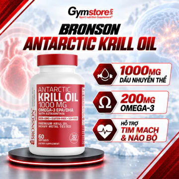Dầu nhuyễn thể Bronson Antarctic Krill Oil with Omega-3 EPA/DHA (1000mg) - Made in USA - Gymstore