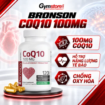 Viên uống Bronson CoQ10, 100 mg, hỗ trợ sản xuất năng lượng tế bào và bảo vệ tim mạch - Gymstore