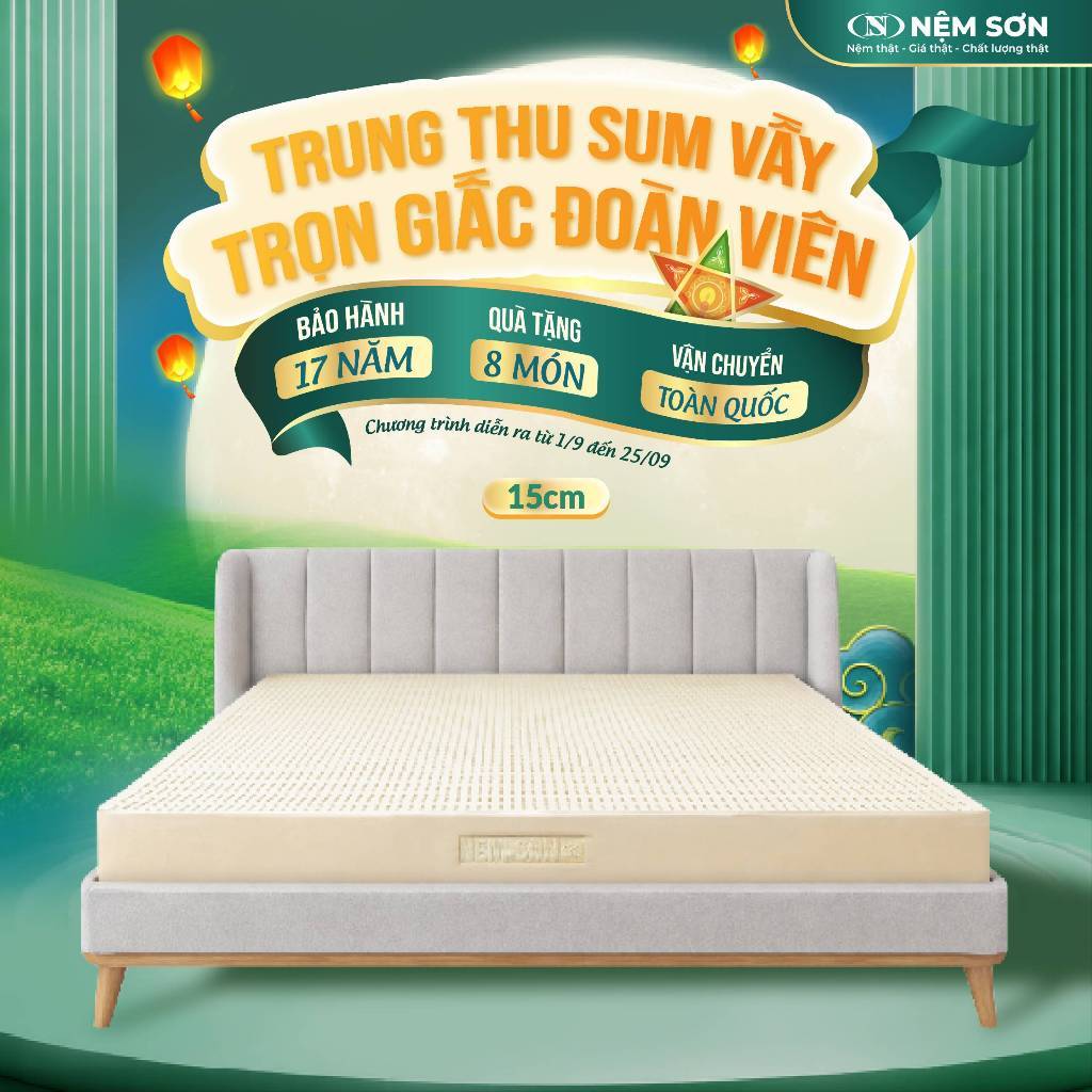 [Mua 1 Tặng 8] - Nệm cao su thiên nhiên nguyên khối white - Dày 15cm - Đầy đủ kích thước