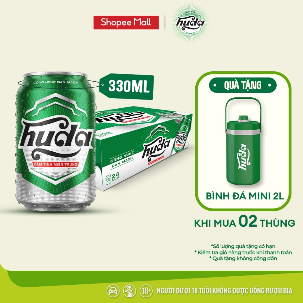 Thùng 24 lon Bia Lager Huda (330ml/lon) - Độ cồn 4.7%