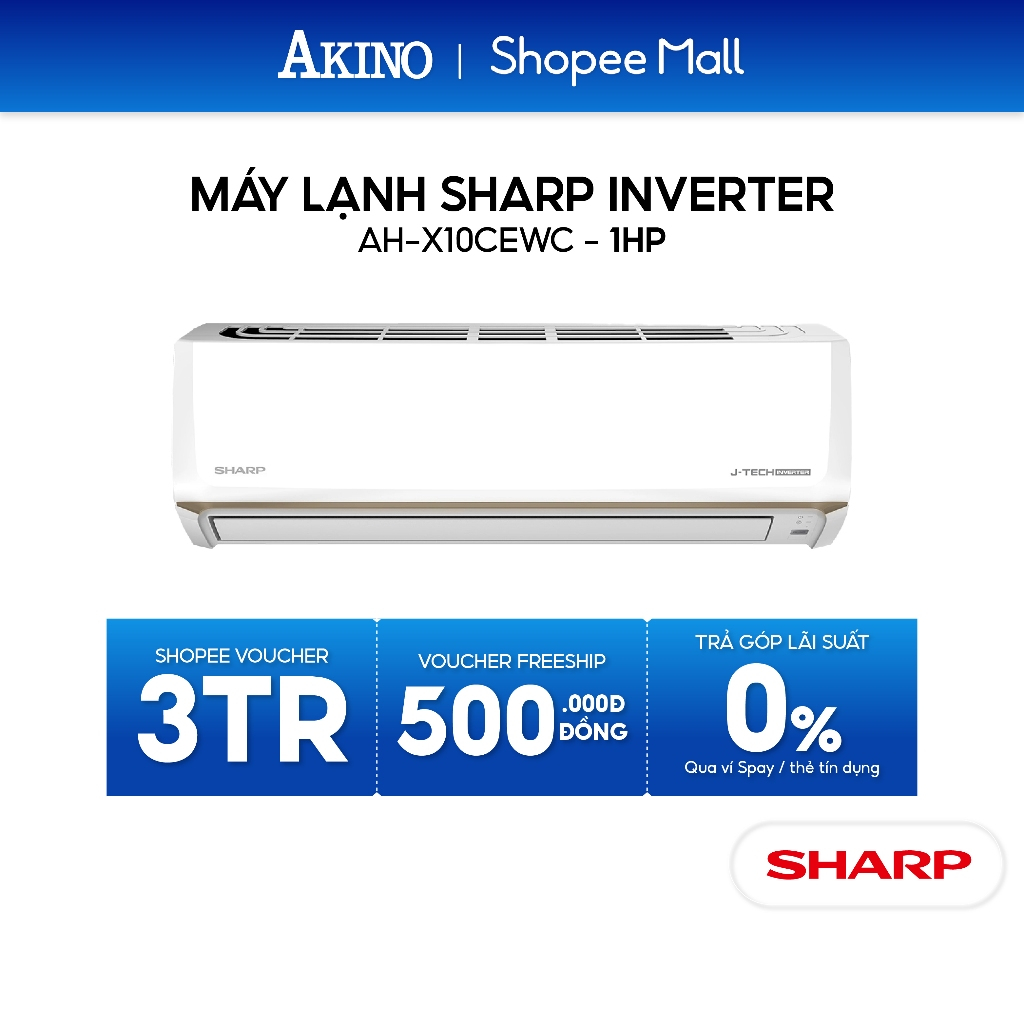 AH-X10CEWC I AH-X10DEW I Máy Lạnh Sharp INVERTER Tiết Kiệm Điện 9.000BTU/1.0 HP/1Ngựa