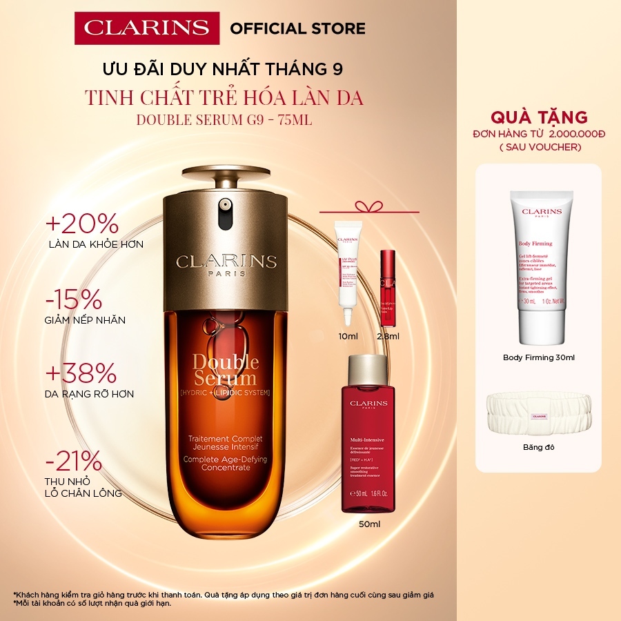 Tinh chất chống lão hóa toàn diện Clarins Double Serum G9 [Hydric+Lipidic System] 75ml