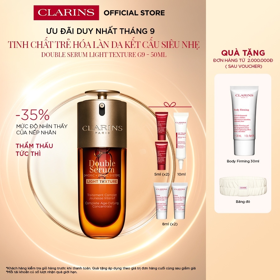 [Light Texture] Tinh Chất Trẻ Hóa Làn Da Clarins Double Serum [Hydric + Lipidic System] 50ml
