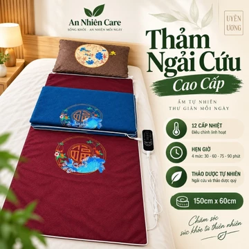 Thảm Ngải Cứu, Thảm Cá Cao Cấp An Nhiên Care 150x60cm – Thảm Điện Sưởi Ấm, Thêu Cá Tinh Xảo, bảo hành 1 năm