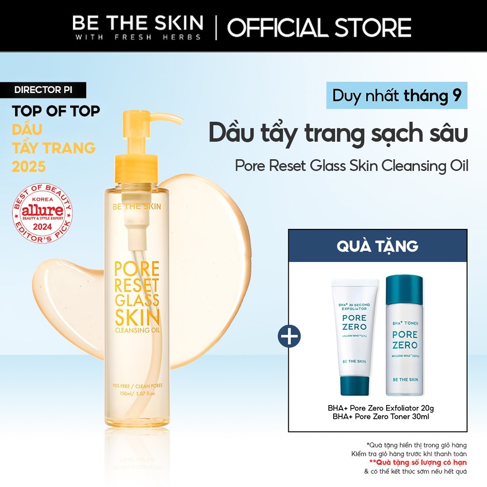 Dầu Tẩy Trang Làm Sạch Sâu Pore Reset Glass Skin Cleansing Oil BETHESKIN 150ml