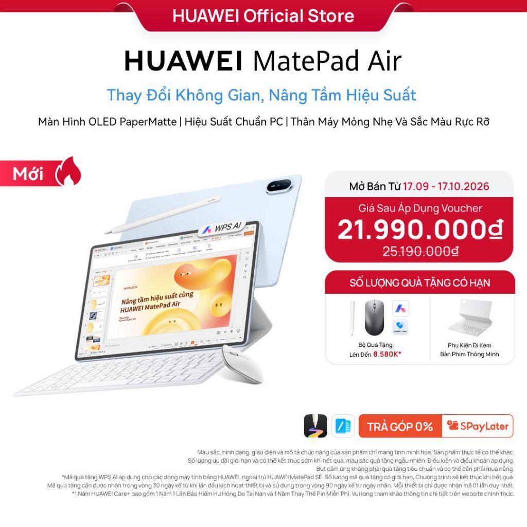 Máy Tính Bảng HUAWEI MatePad Air | Màn Hình OLED PaperMatte | Hiệu Suất Chuẩn PC | Thân Máy Mỏng Nhẹ Và Đa Dạng Màu Sắc
