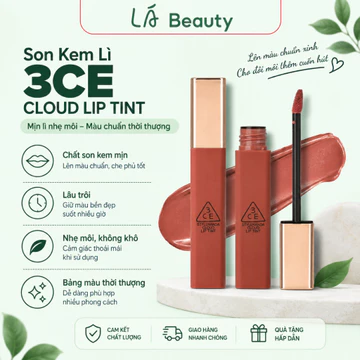 Son Kem Lì 3CE Cloud Lip Tint 4g Macaron Red, Immanence, Needful - Chất Son Mịn, Nhẹ Môi LÁ Beauty