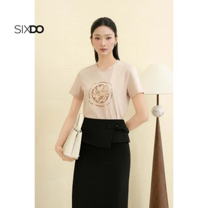 Áo phông nữ hồng ngắn tay SIXDO (Pink Floral Cotton Tshirt)