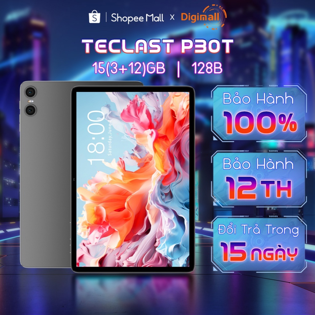 Máy tính bảng Teclast P30T 15GB(3+12)/128GB HD 10,1" 6000mAh | Hàng chính hãng Bảo hành 12 tháng
