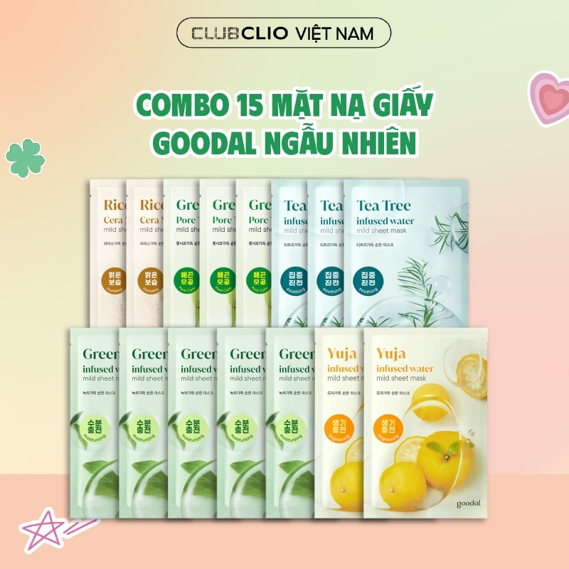 [Săn Deal][10 miếng/15 miếng/20 miếng] Combo Mặt Nạ Goodal Dưỡng Da Đều Màu Infused Water Mild Sheet Mask 20g