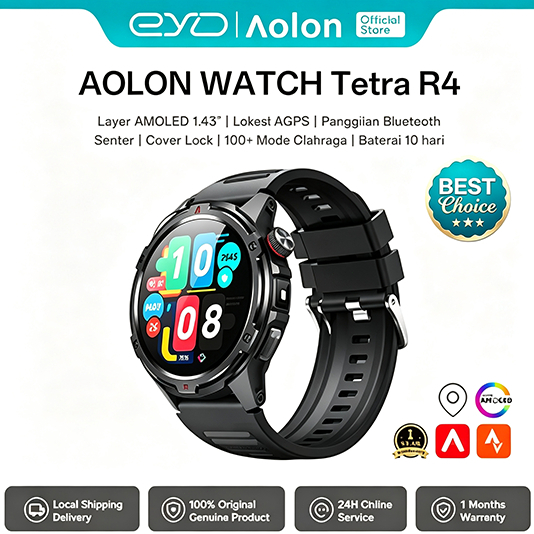 Aolon Tetra R4 Đồng hồ thông minh AGPS dành cho nam - Hơn 100 môn thể thao và theo dõi nhịp tim