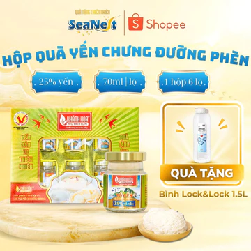 Hộp Quà Yến Sào Cao Cấp SeaNest 25% Tổ Yến Đường Phèn/Nhân Sâm Hàn Quốc 6 Lọ x 70ml - Quà Biếu Cao Cấp