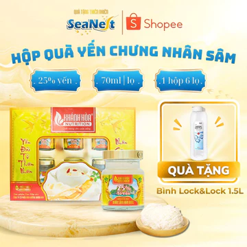 [Mua 1 Tặng 1] Hộp Quà Yến Sào SeaNest 25% Tổ Yến Chưng Nhân Sâm Hàn Quốc 6 Lọ x 70ml - Quà Tết Cao Cấp